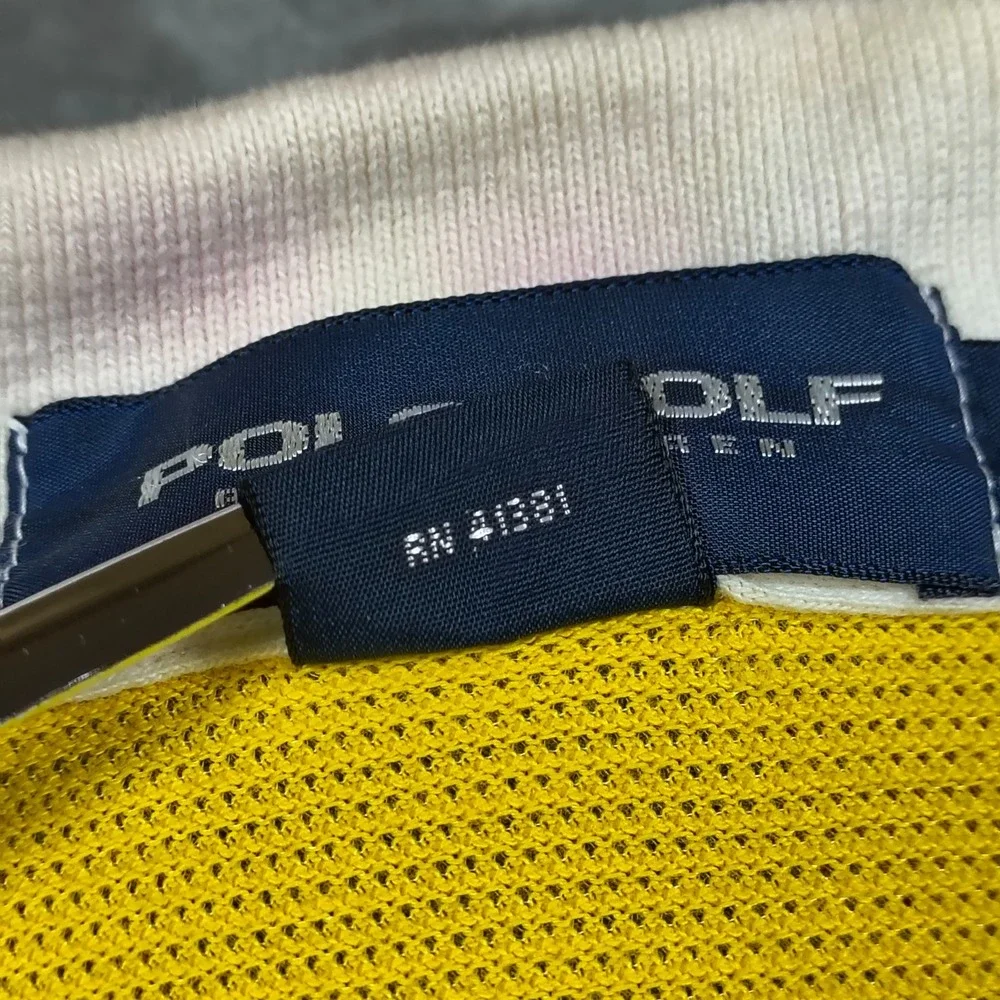 Polo Golf Ralph Lauren Polo Shirt Mens Large Yellow‎ Stripe Rugby performance